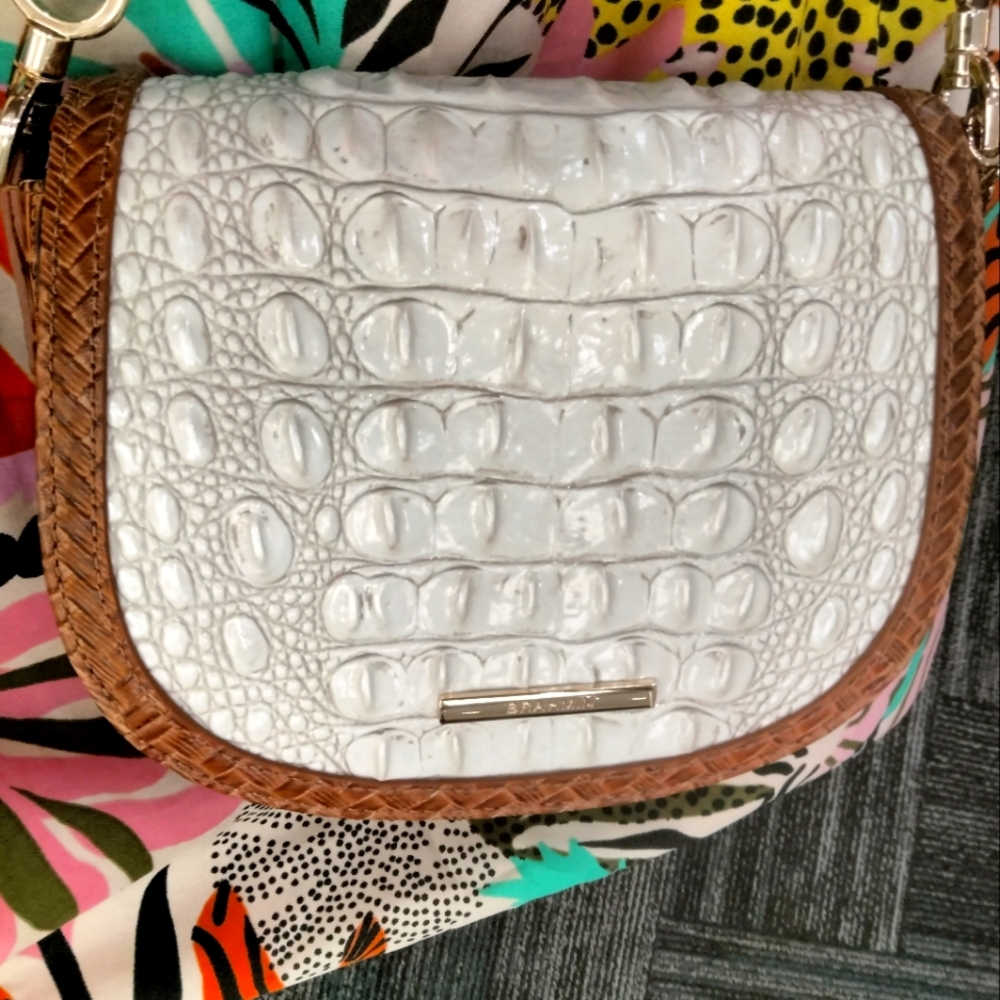 BRAHMIN Taber Collection Coconut Milk Briar Crossbody Bag